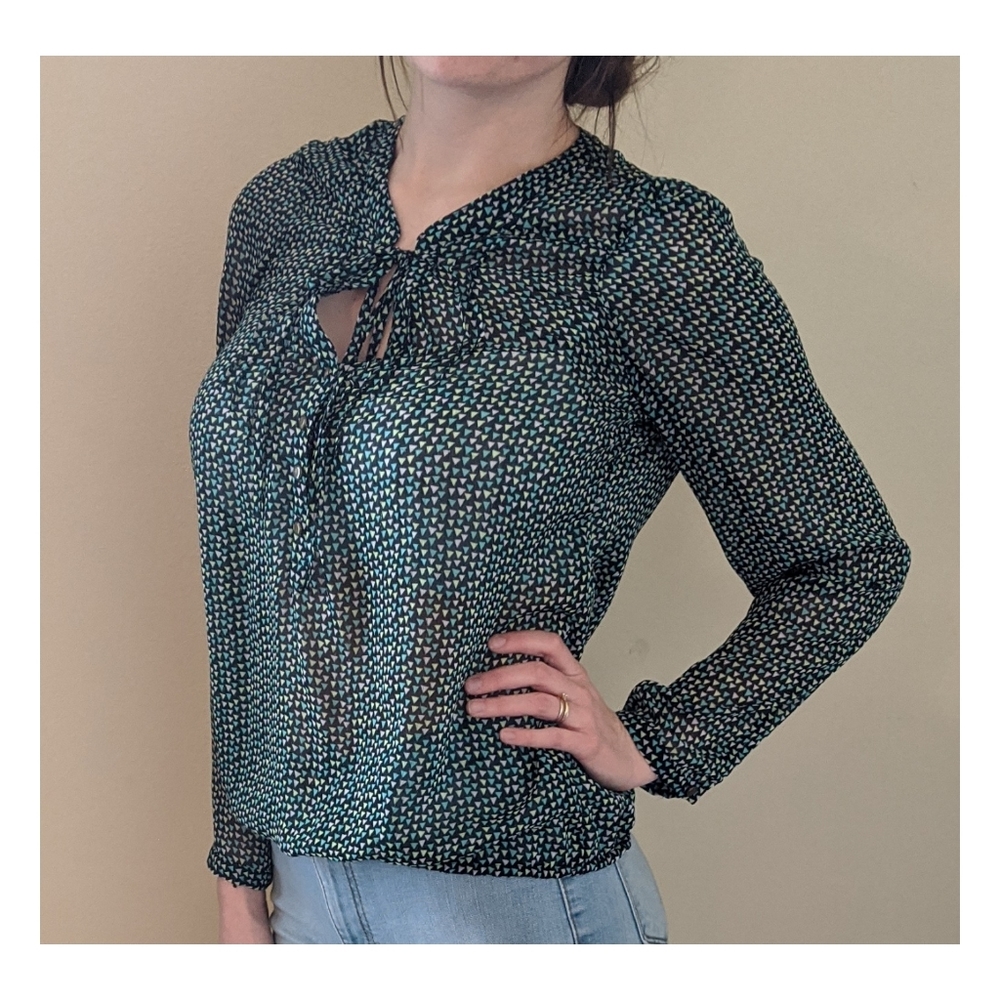 Sheer, Geometric Blouse - Gap - Size Small.